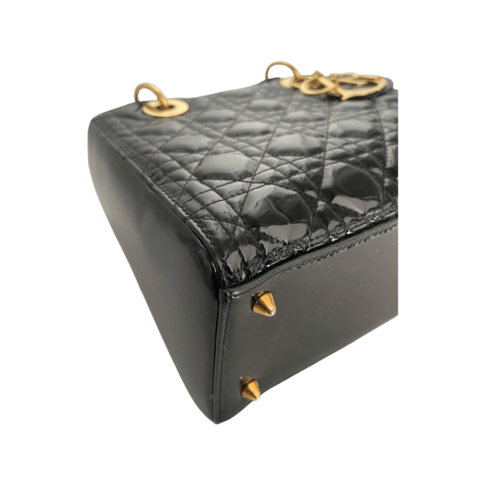 Christian Dior Black Patent Leather Mini Lady - MyBagFast