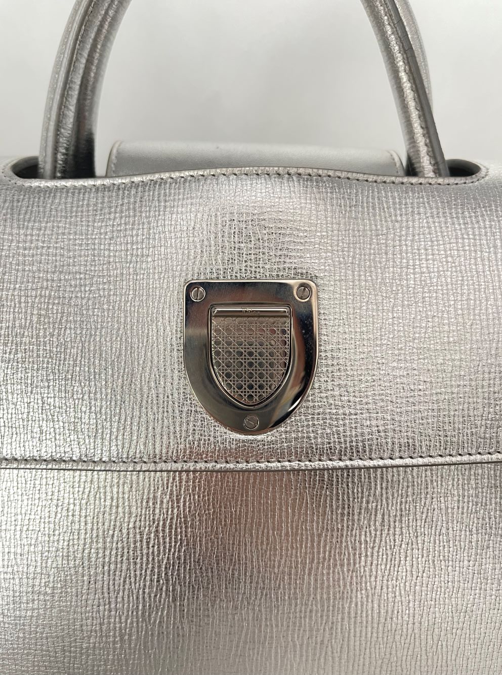 Dior Metallic Silver Crinkled Leather Medium Diorever Bag at 1stDibs