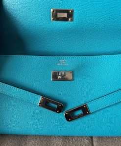 Alternative view of Hermes Kelly Long Wallet Blue Aztec Cherve