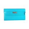 Hermes Kelly Long Wallet Blue Aztec Cherve