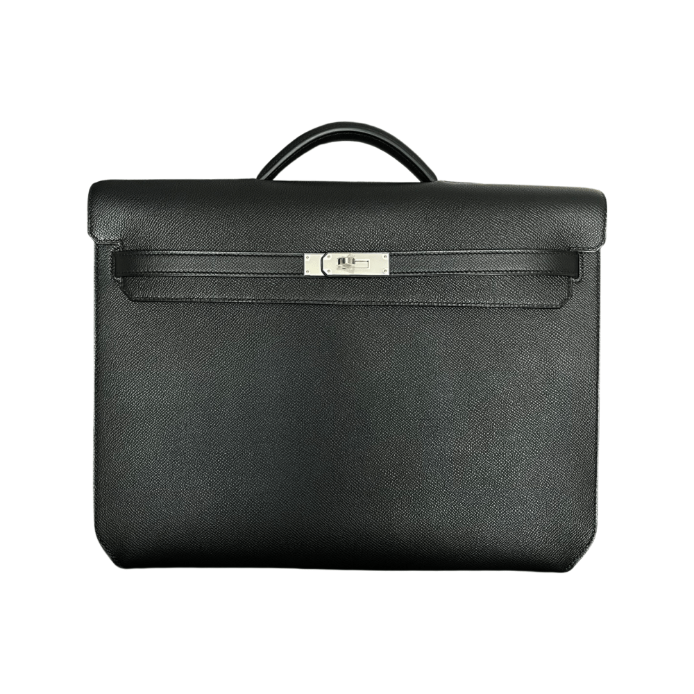🆕 AUTHENTIC HERMES KELLY DEPECHES 36 BRIEFCASE BLACK EPSOM IN PHW