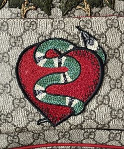 Alternative view of Gucci CC Supreme Monogram Web Kingsnake Heart Embroidered Backpack Small Red