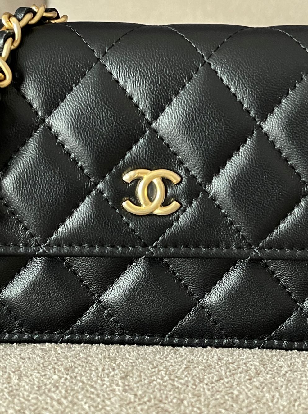 Chanel Gold Pearl Crush Wallet On Chain Black Lambskin - Mybagfast