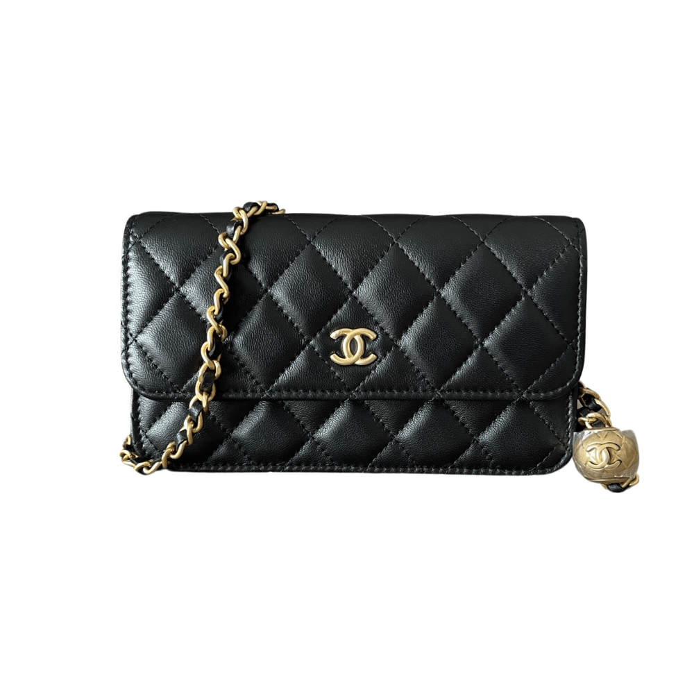 Chanel Gold Pearl Crush Wallet On Chain Black Lambskin - MyBagFast