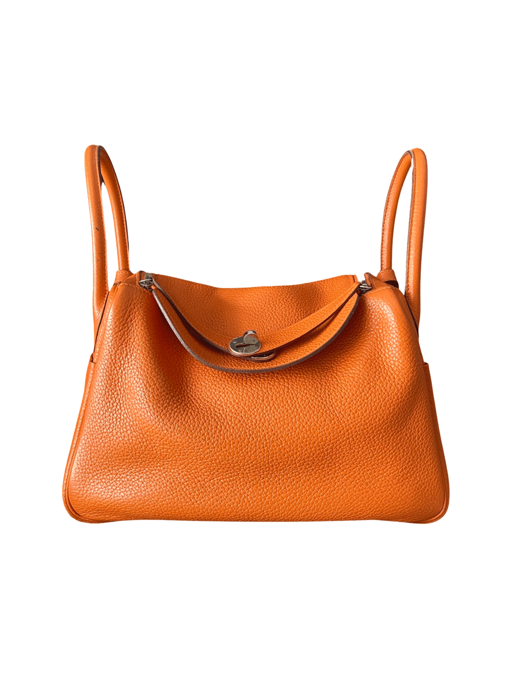 Hermes H Orange Clemence Lindy 30 - Preloved Hermes Handbags