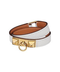 Hermes Rivale Double Tour Bracelet White Epsom