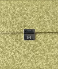 Alternative view of Hermes Clic 16 Wallet Jaune Poussin (interior Nata)