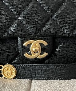 Alternative view of Chanel Black Shiny Grained Calfskin Mini Flap