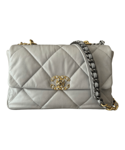 Chanel 19 Medium Grey Lambskin Flap Bag