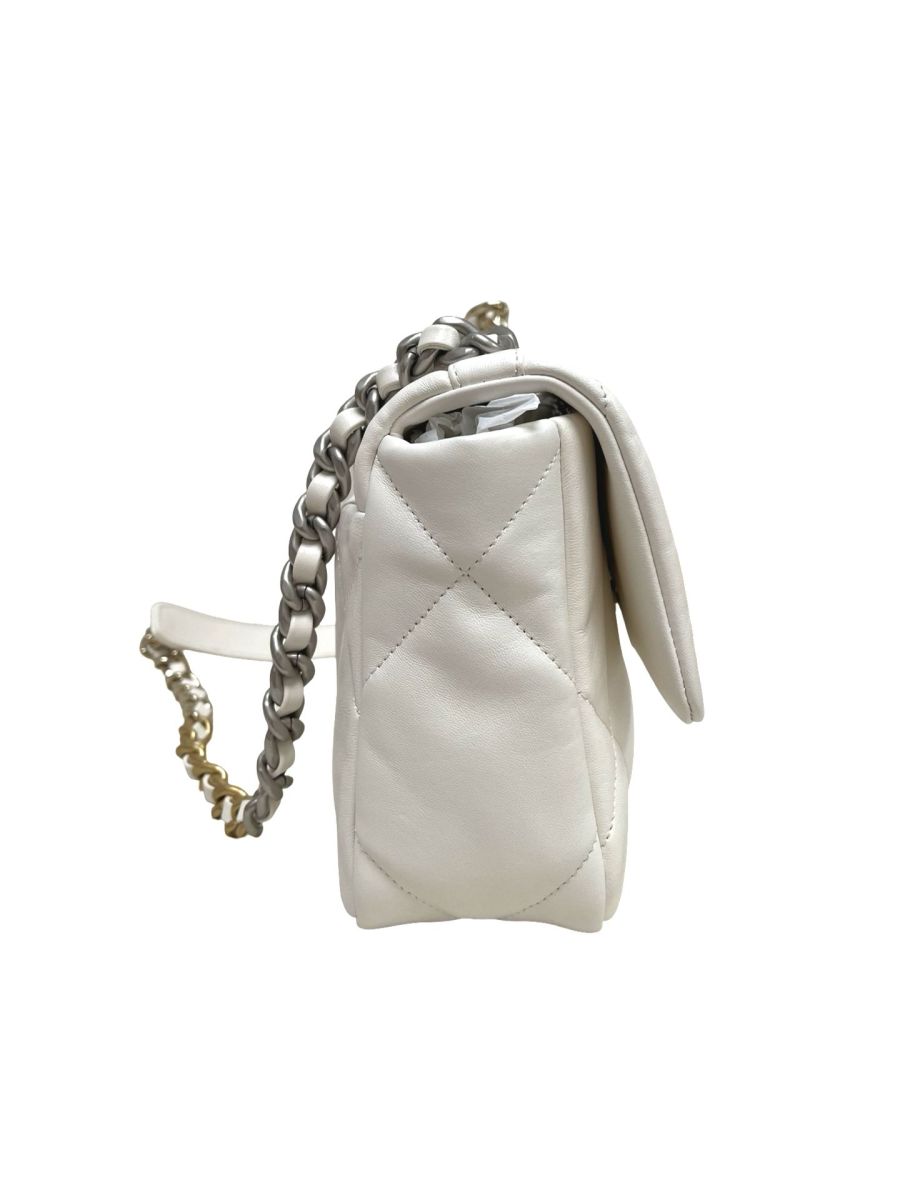 Chanel 19 White Lambskin Small Flap Bag - Image 5