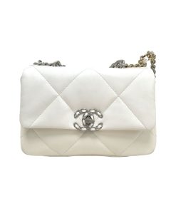 Chanel 19 White Lambskin Small Flap Bag