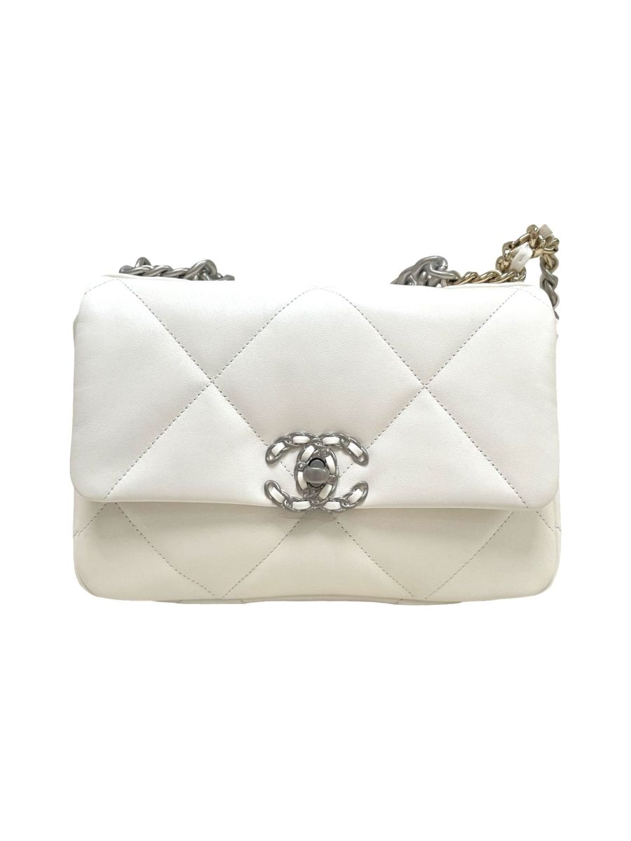 Chanel 19 White Lambskin Small Flap Bag