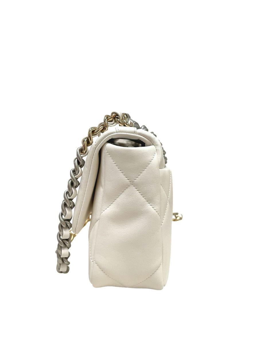 Chanel 19 White Lambskin Small Flap Bag - Image 6