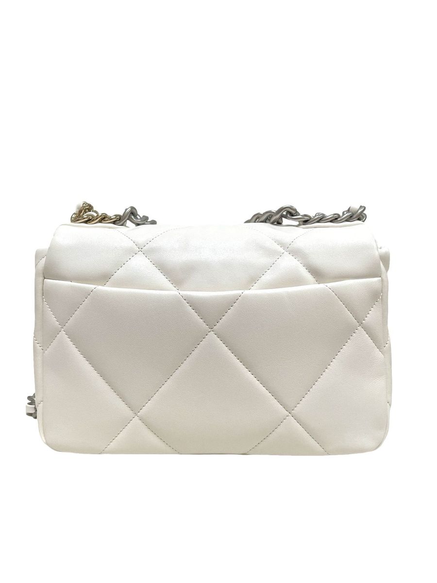 Chanel 19 White Lambskin Small Flap Bag - Image 4