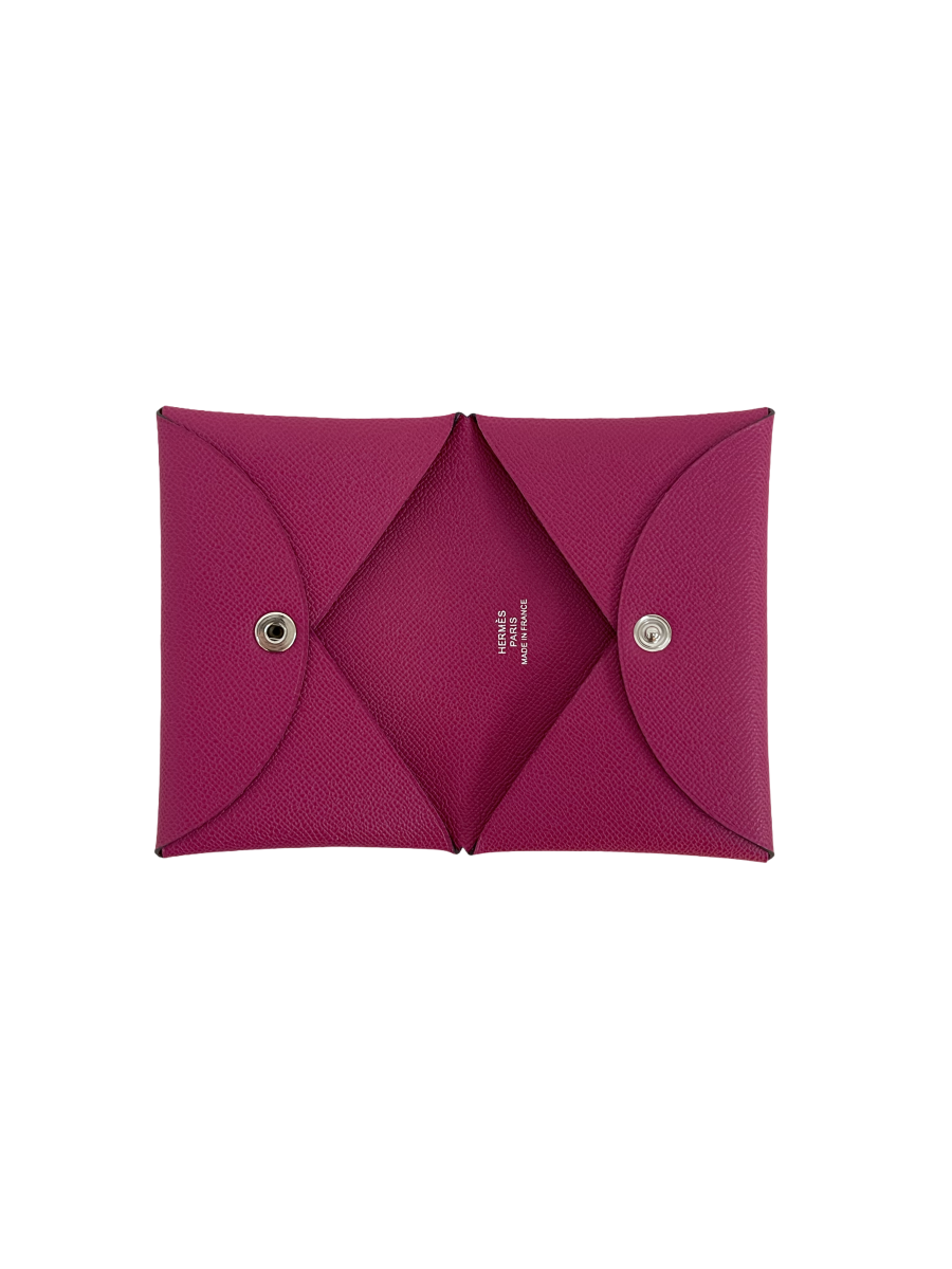 Hermes Calvi Card Holder Rose Pourpre Madame