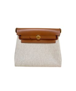 Hermes Mini Herbag Ecru/ Beige/ Fauve & Toile H/ Vacher Hunter