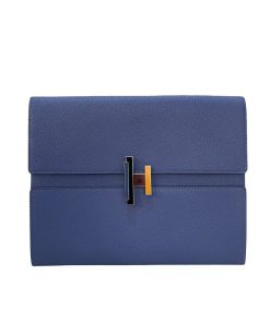 Hermes Cinhetic Clutch Blue Agate Chevre
