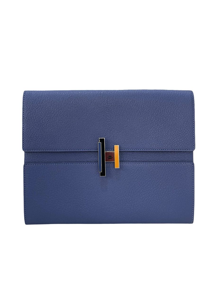 Hermes Cinhetic Clutch Blue Agate Chevre