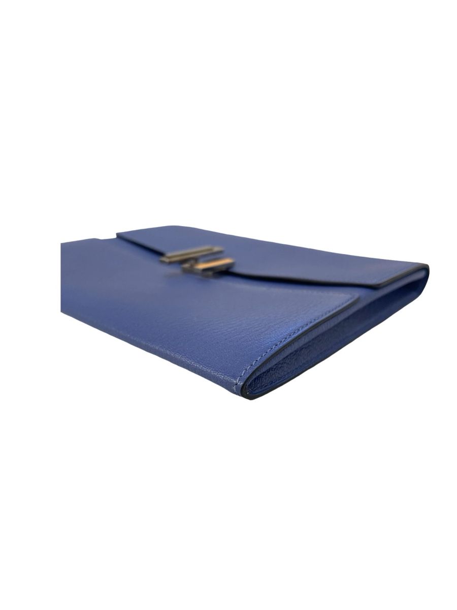Hermes Cinhetic Clutch Blue Agate Chevre - Image 7