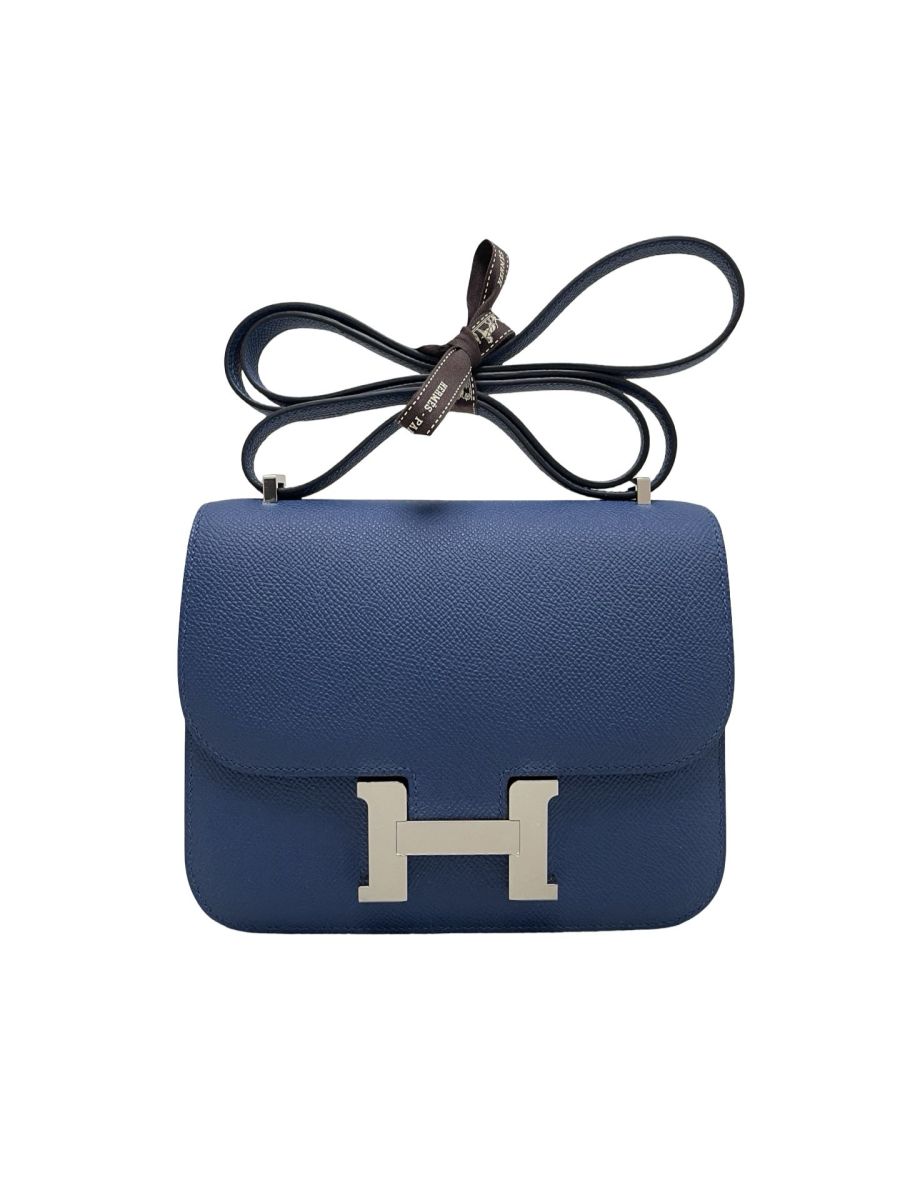 Hermes Constance 18 Blue Tie Epsom