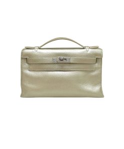 Hermes Kelly Pochette Silver Metallic Chevre