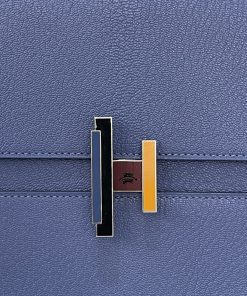 Alternative view of Hermes Cinhetic Clutch Blue Agate Chevre