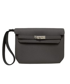 Hermes Kelly Depeches 25 Pouch Etain Togo