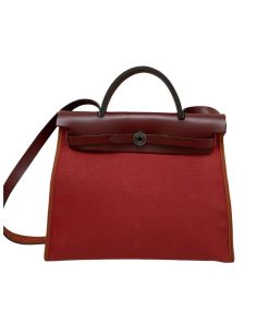 Hermes Herbag 31 Rouge Venitien / Rouge H Toile