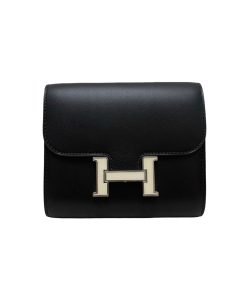 Hermes Constance Compact Wallet Black Swift