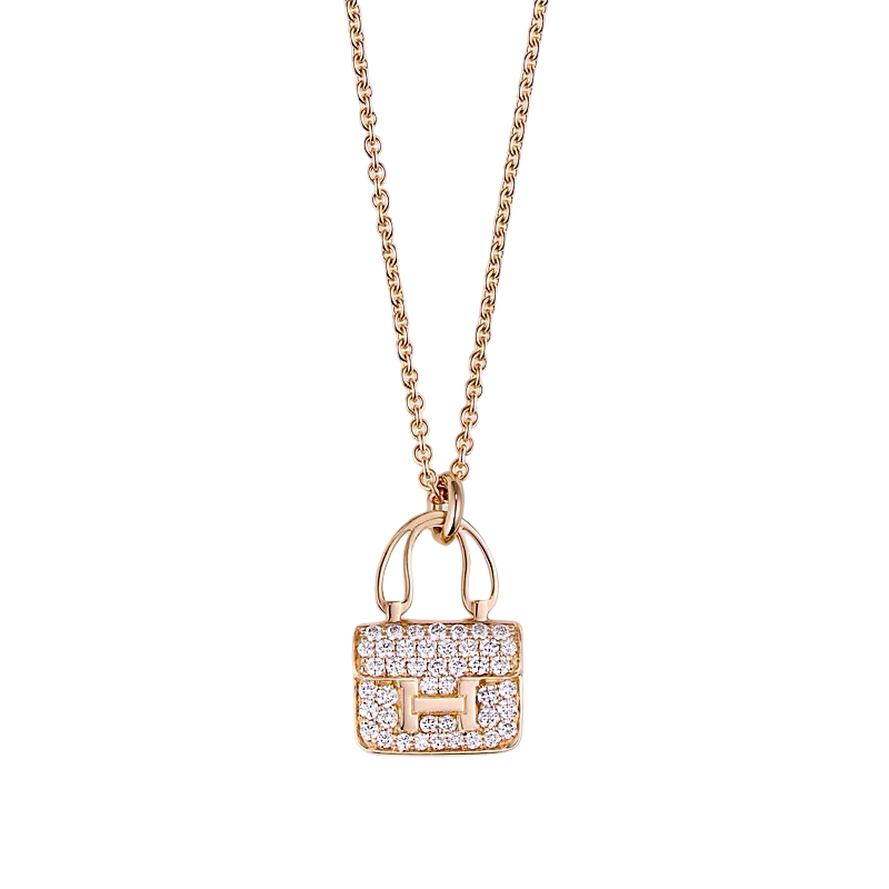 Hermes Constance Amulettes Pendant Rose Gold Diamonds