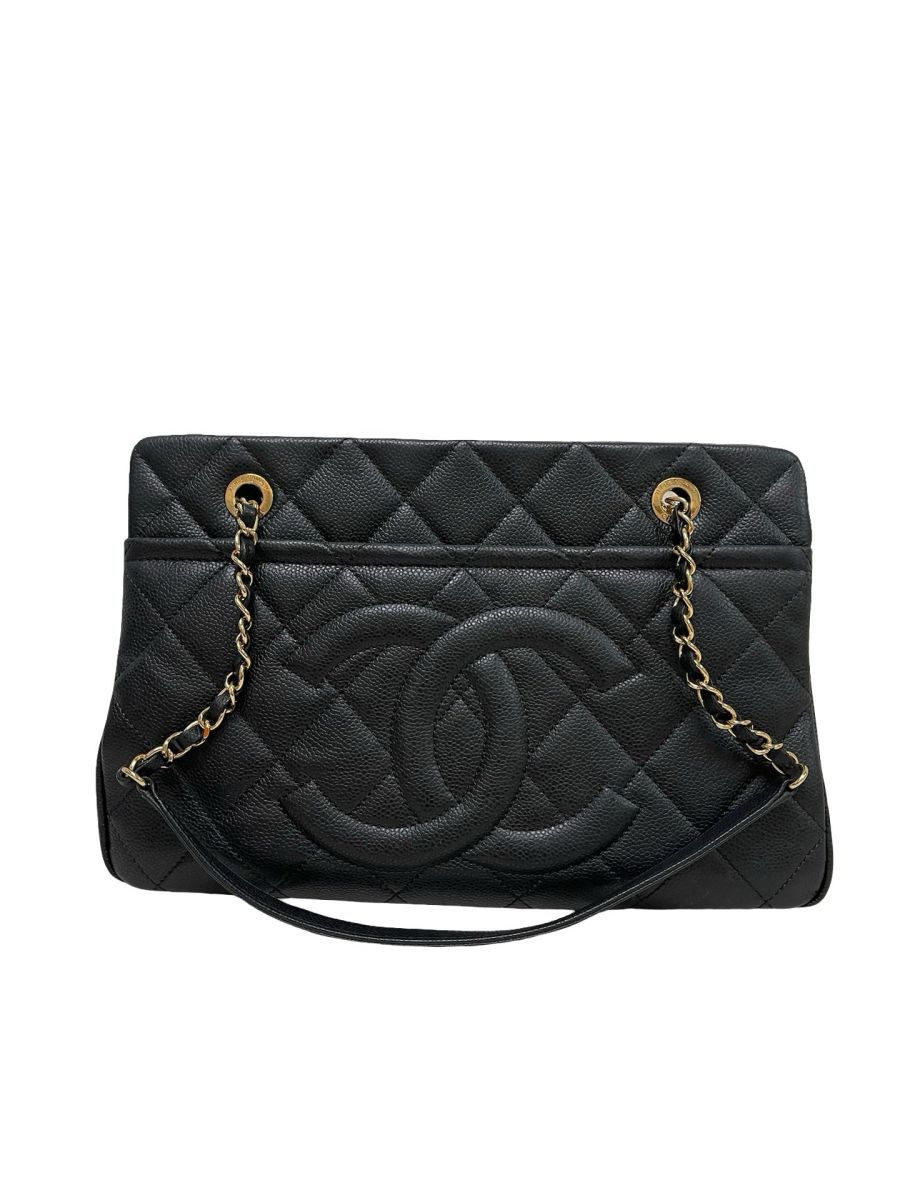 Chanel CC Timeless Black Caviar Grained Calfskin Tote Bag