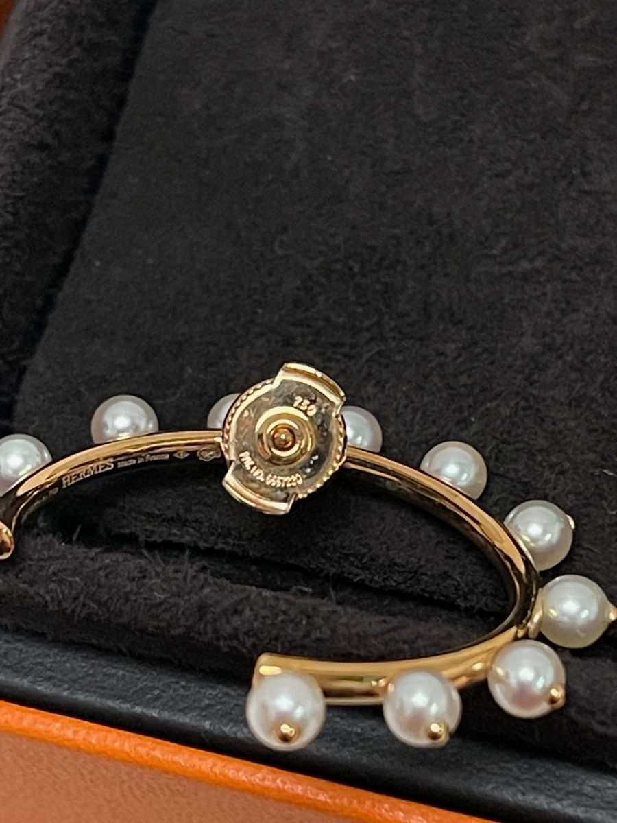 Hermes Pearl Chandra 18K Rose Gold Earring - Image 2