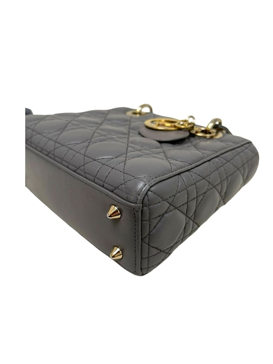 Dior Lady Dior Grey Lambskin Small - Image 9