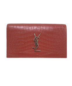 YSL Croc Embossed Monogram Clutch